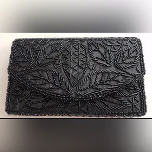 Women's Bijoux Terner Black Beaded Evening Clutch Handbag